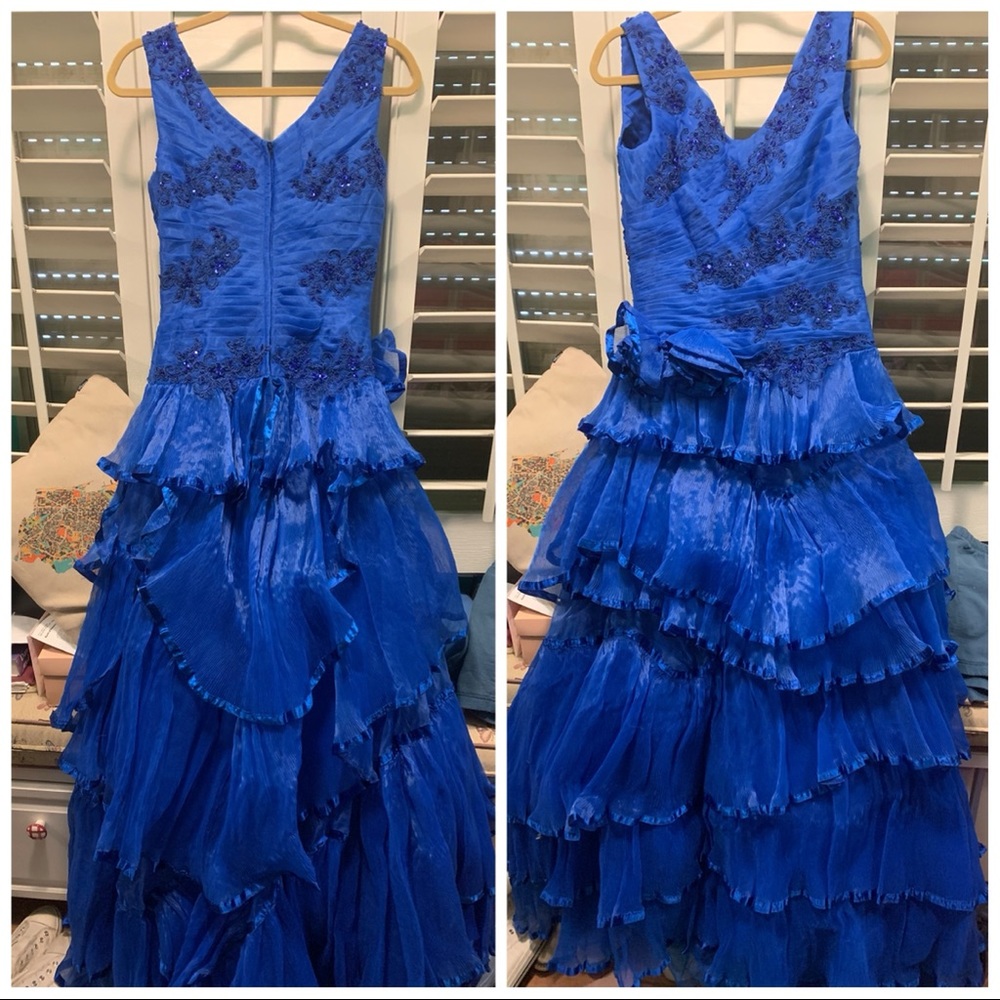 Royal Blue Beaded Evening Gown